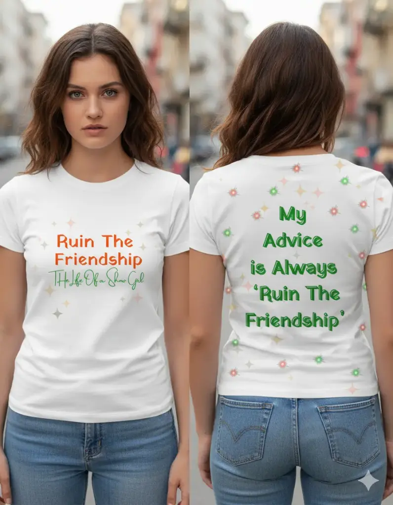 'Ruin the friendship' graphic printed oversized white tshirt for women (S)