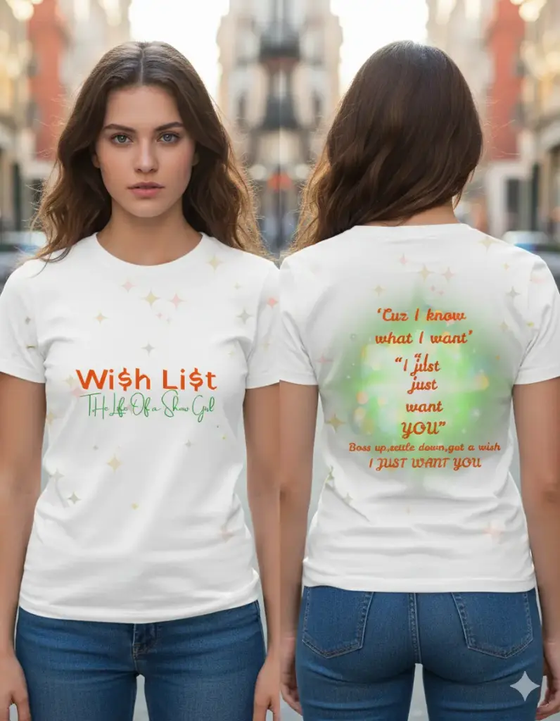 'Wi$h Li$t ' graphic printed oversized white tshirt for women (S)