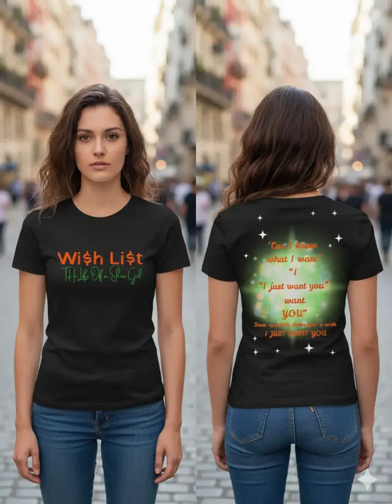 'Wi$h Li$t ' graphic printed oversized black  tshirt for women (S)
