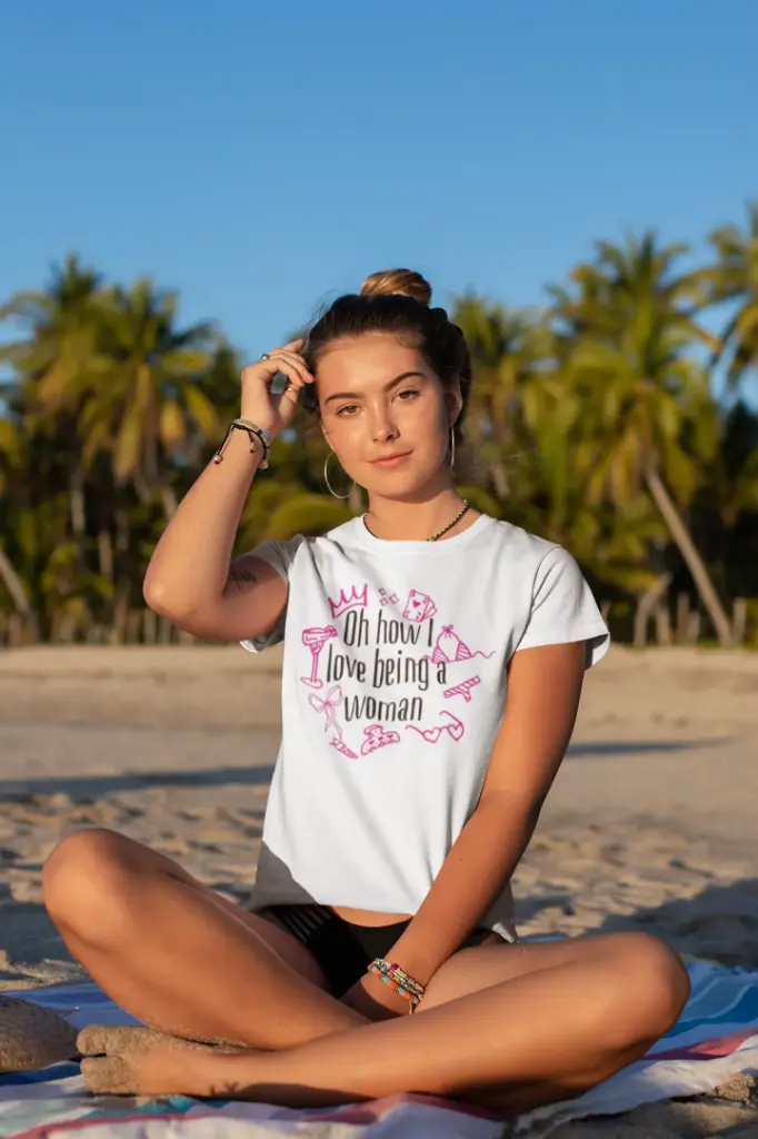 Women's black oh I love being a woman graphic printed  tshirt (White, S)