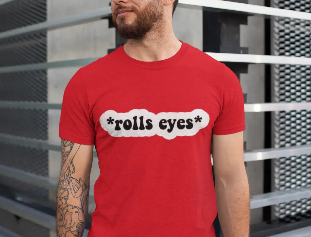 Men's  rolls eyes graphic printed tshirt (Red, S)