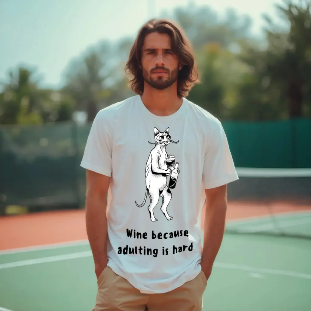 Mens  wine because adulting is hard graphic printed oversized tshirt (L)