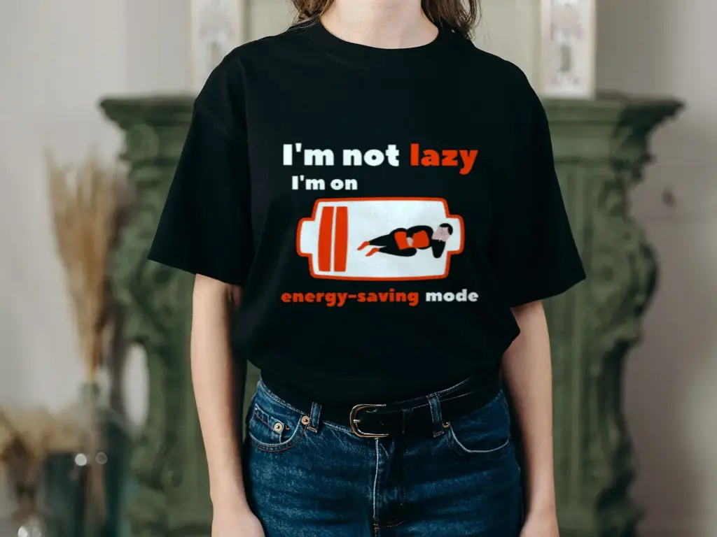 Womens , I'm not lazy graphic printed oversized tshirt (Black, L)