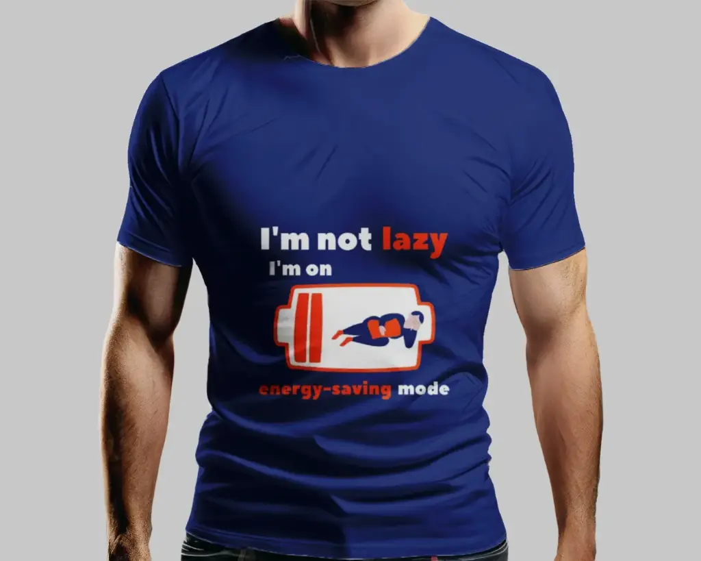Mens blue , I'm not lazy graphic printed  tshirt (S)
